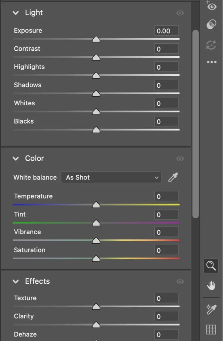 Camera Raw Edit menu